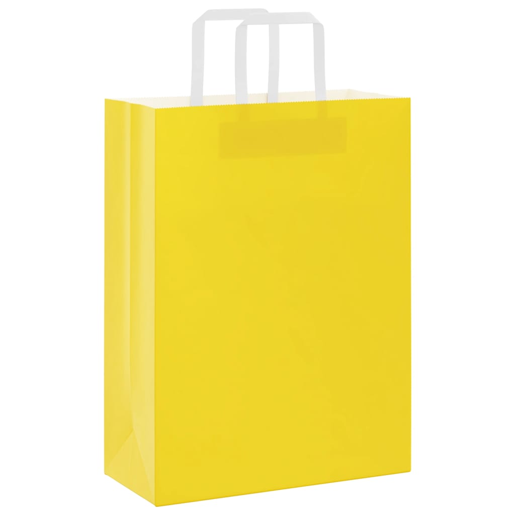 Paper Bags 50 pcs with Handles Yellow 26x12x35 cm