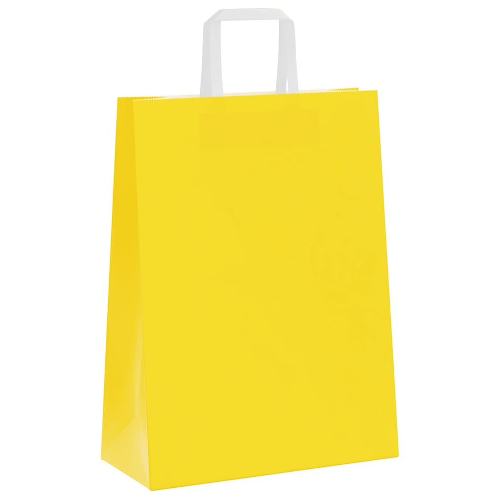 Paper Bags 50 pcs with Handles Yellow 26x12x35 cm