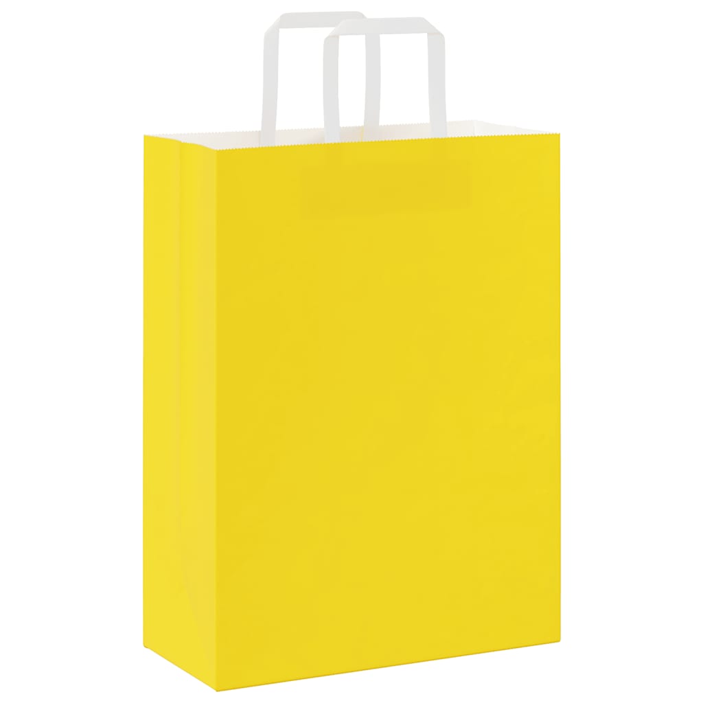 Paper Bags 50 pcs with Handles Yellow 26x12x35 cm