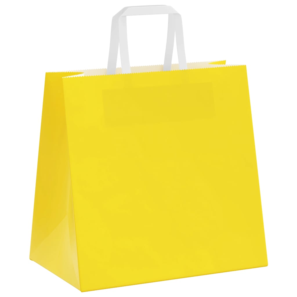 Paper Bags 50 pcs with Handles Yellow 26x17x25 cm