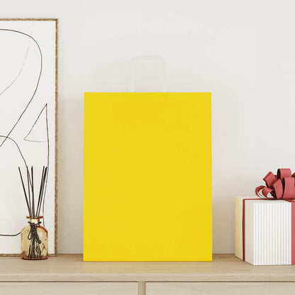 Paper Bags 50 pcs with Handles Yellow 32x12x42 cm