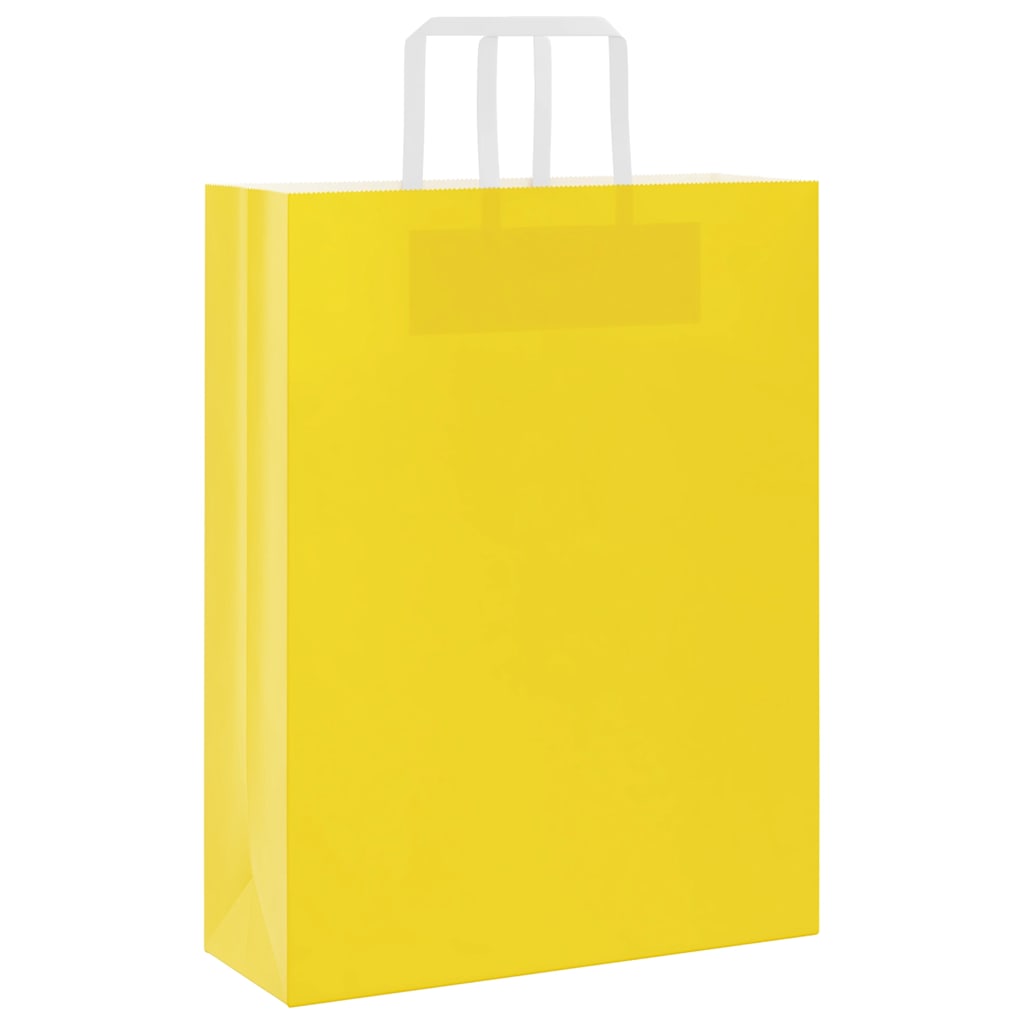 Paper Bags 50 pcs with Handles Yellow 32x12x42 cm