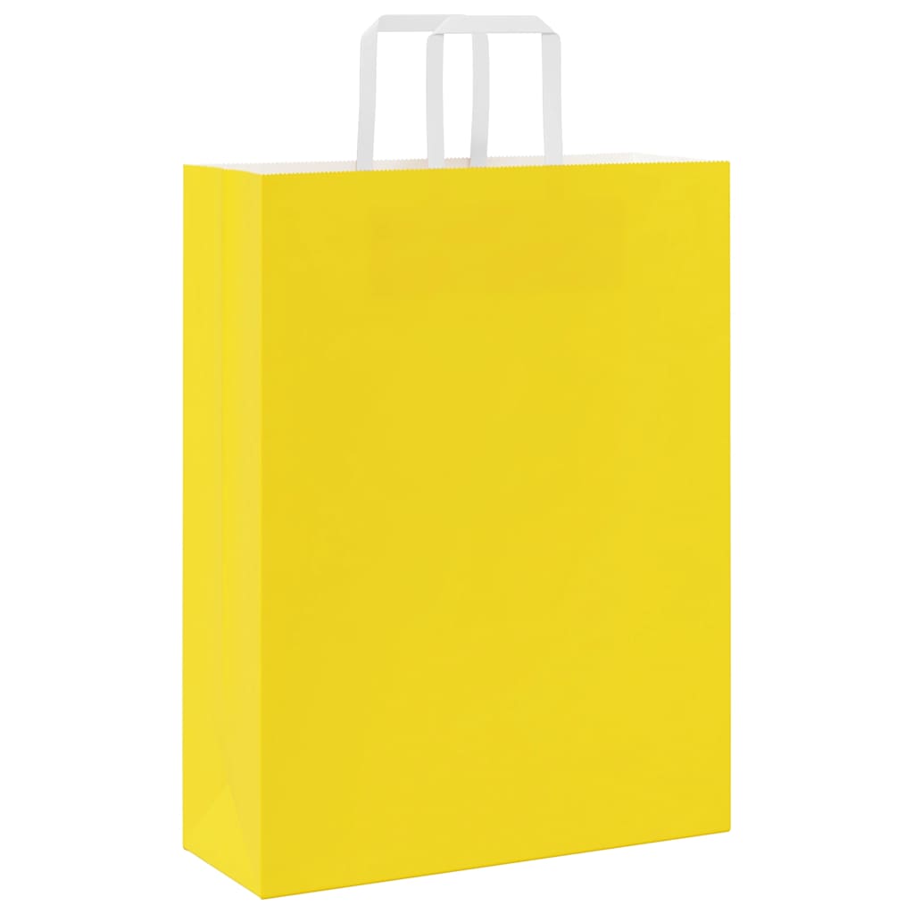 Paper Bags 50 pcs with Handles Yellow 32x12x42 cm