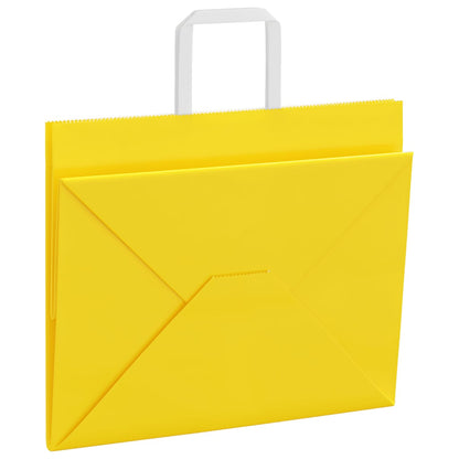 Paper Bags 50 pcs with Handles Yellow 32x22x24 cm