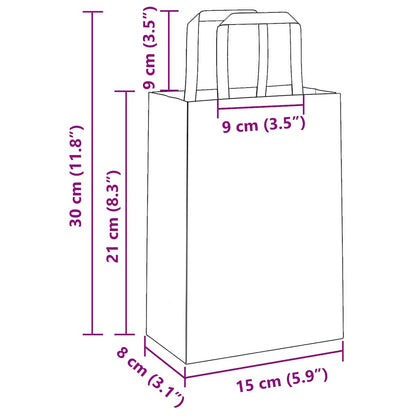 Paper Bags 250 pcs with Handles Yellow 15x8x21 cm