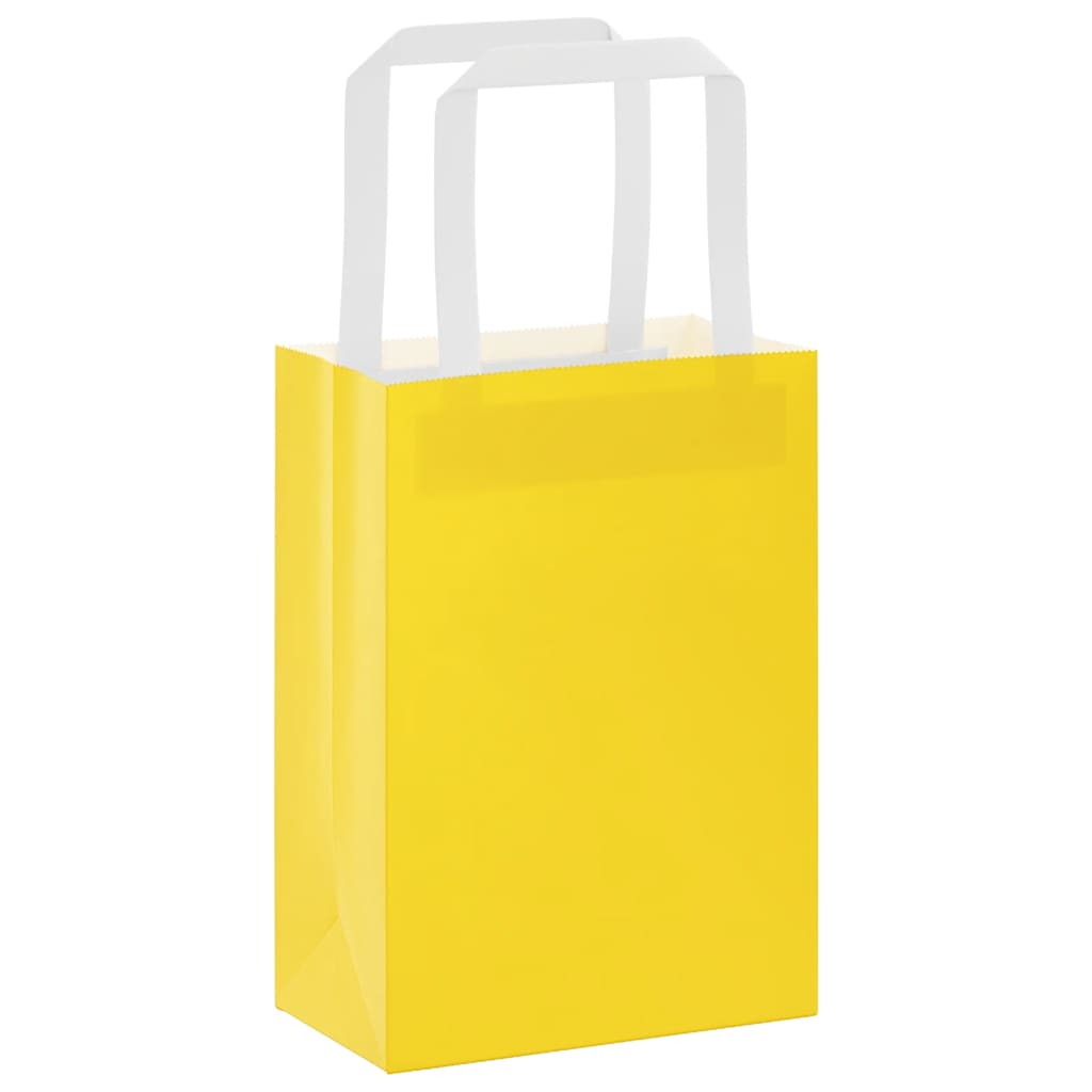 Paper Bags 250 pcs with Handles Yellow 15x8x21 cm