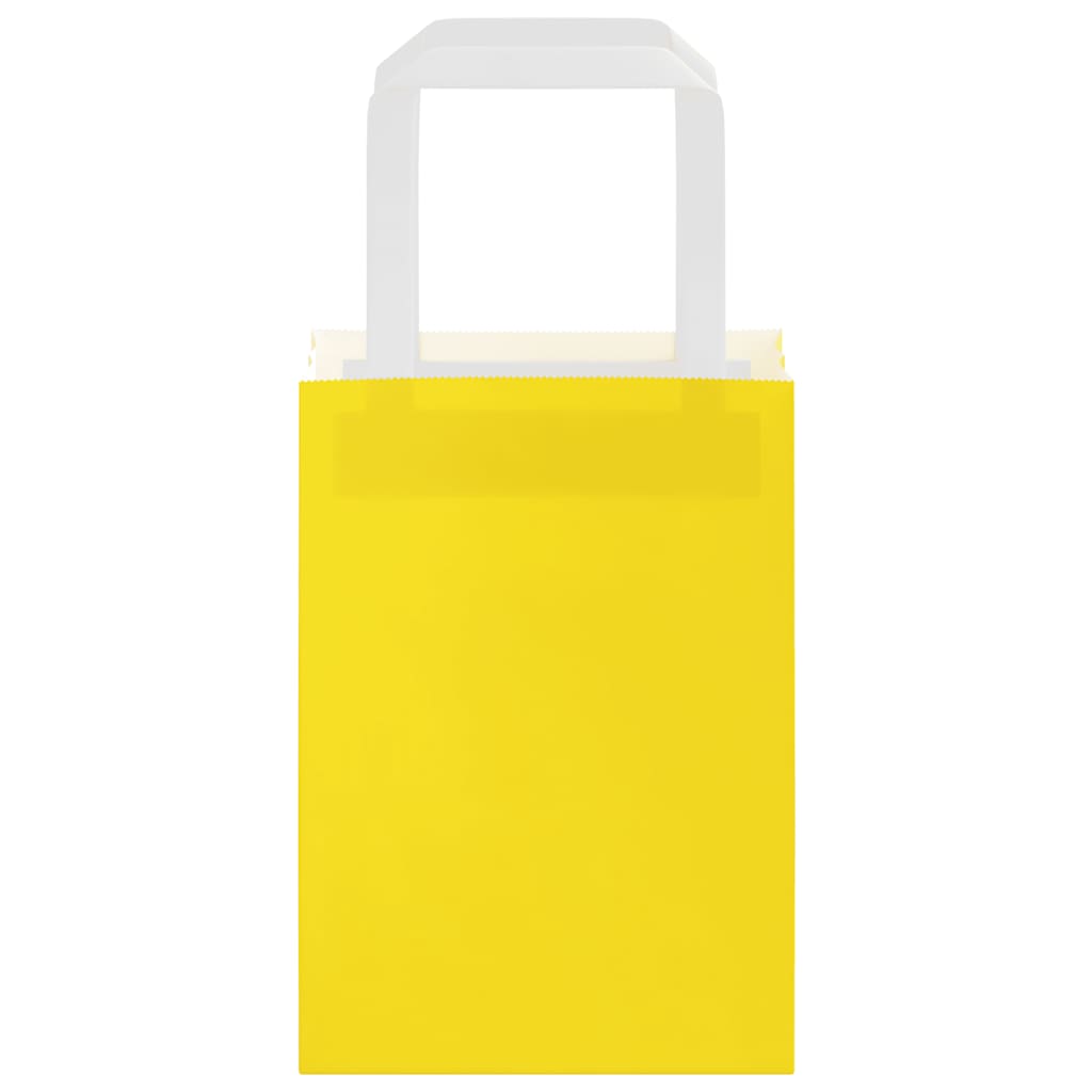 Paper Bags 250 pcs with Handles Yellow 15x8x21 cm