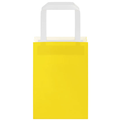 Paper Bags 250 pcs with Handles Yellow 15x8x21 cm