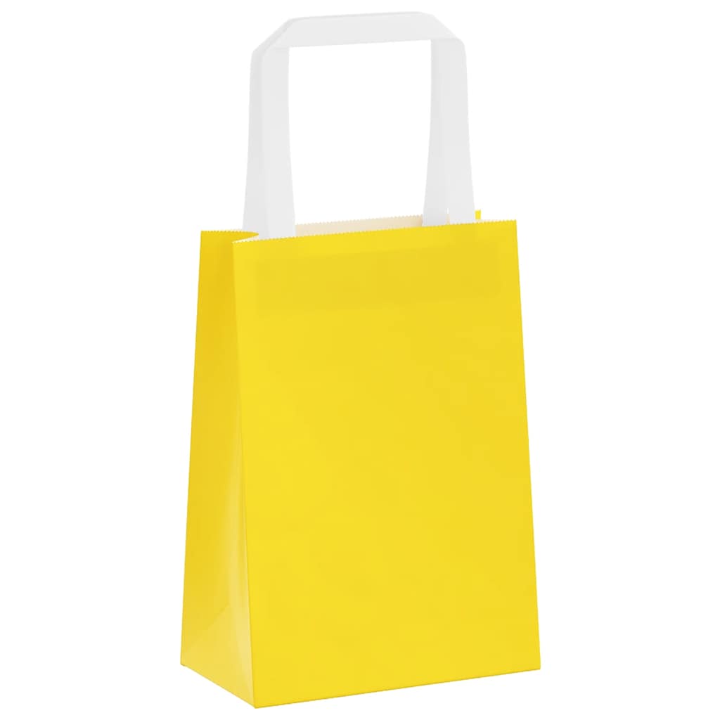 Paper Bags 250 pcs with Handles Yellow 15x8x21 cm