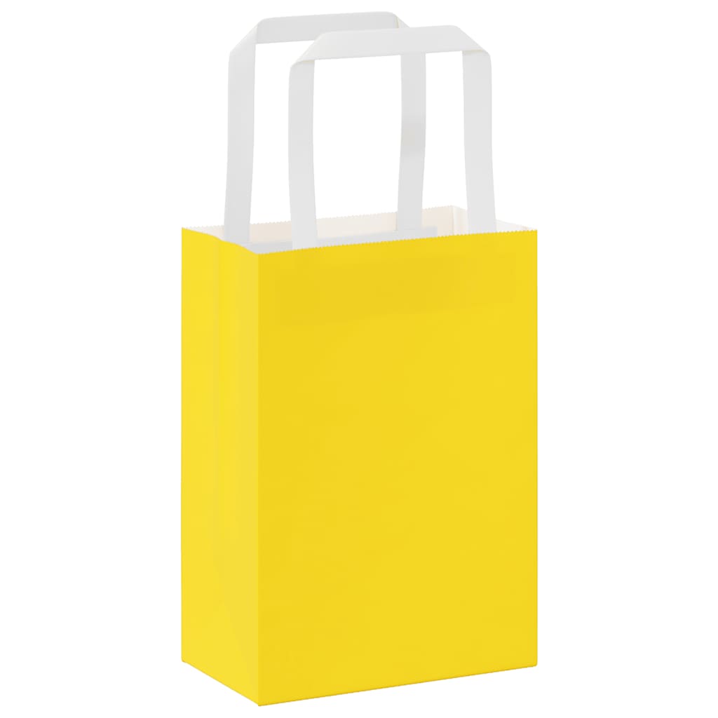 Paper Bags 250 pcs with Handles Yellow 15x8x21 cm