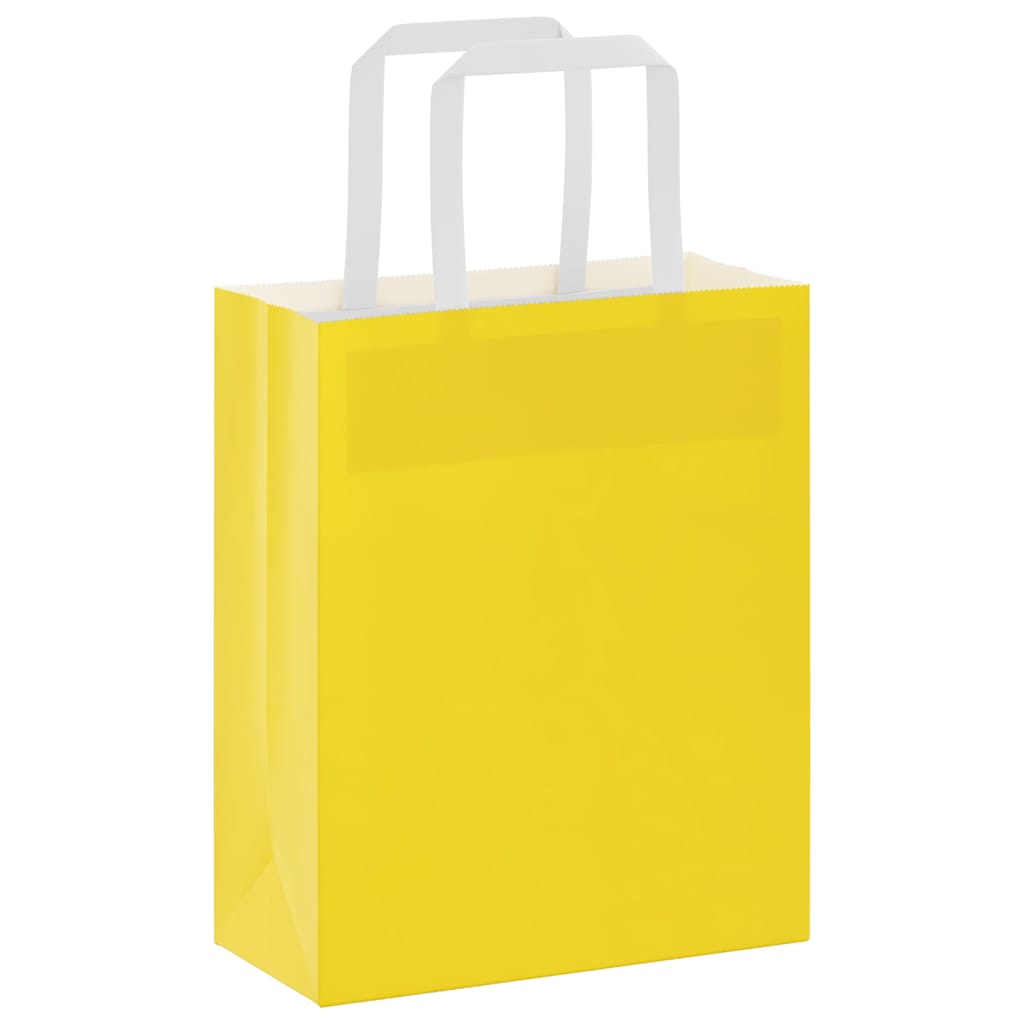 Paper Bags 250 pcs with Handles Yellow 18x8x22 cm