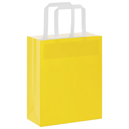 Paper Bags 250 pcs with Handles Yellow 18x8x22 cm