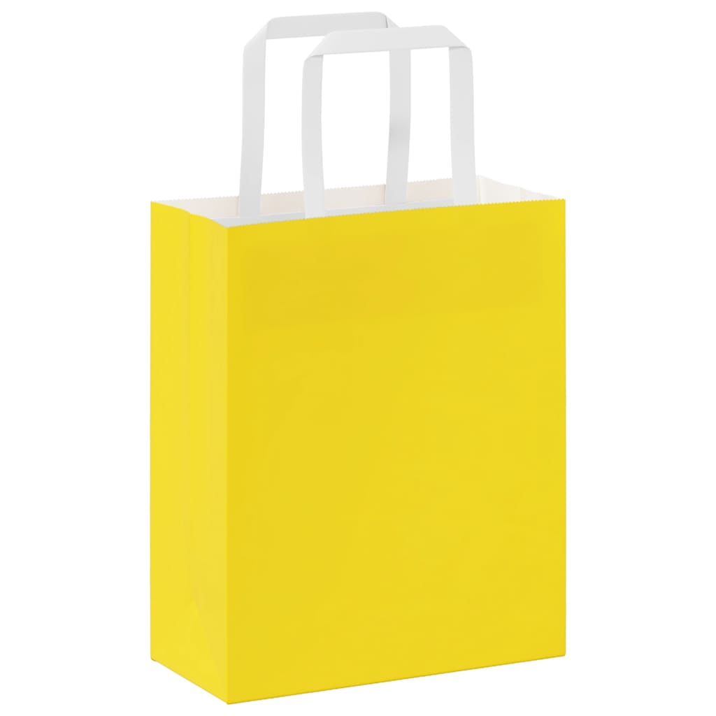 Paper Bags 250 pcs with Handles Yellow 18x8x22 cm