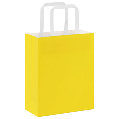 Paper Bags 250 pcs with Handles Yellow 18x8x22 cm
