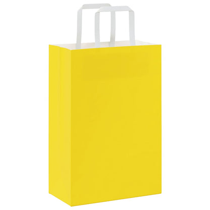 Paper Bags 250 pcs with Handles Yellow 21x11x31 cm