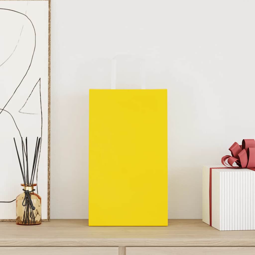 Paper Bags 250 pcs with Handles Yellow 21x11x36 cm