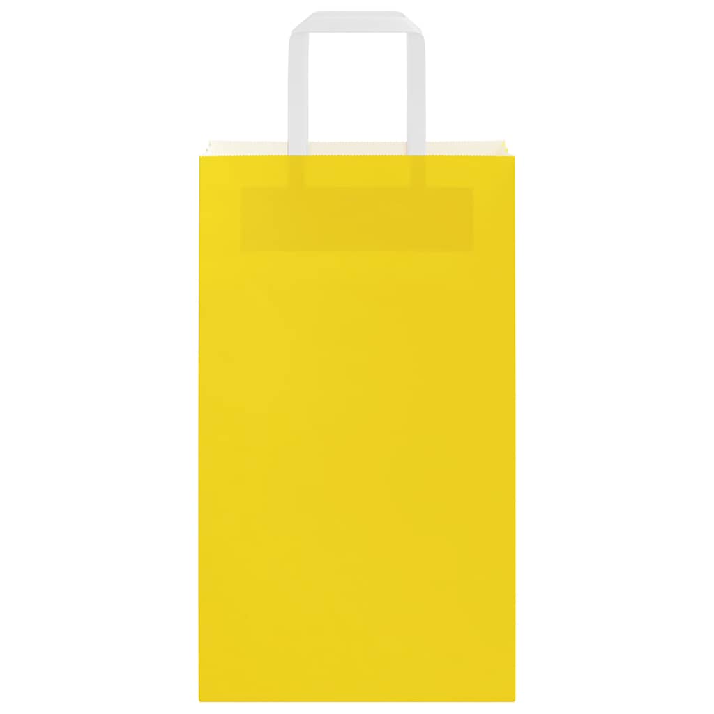 Paper Bags 250 pcs with Handles Yellow 21x11x36 cm