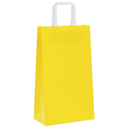 Paper Bags 250 pcs with Handles Yellow 21x11x36 cm