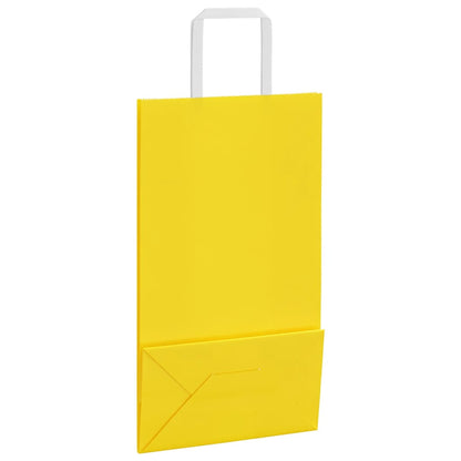 Paper Bags 250 pcs with Handles Yellow 21x11x36 cm