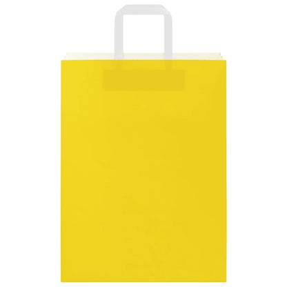 Paper Bags 250 pcs with Handles Yellow 26x12x35 cm