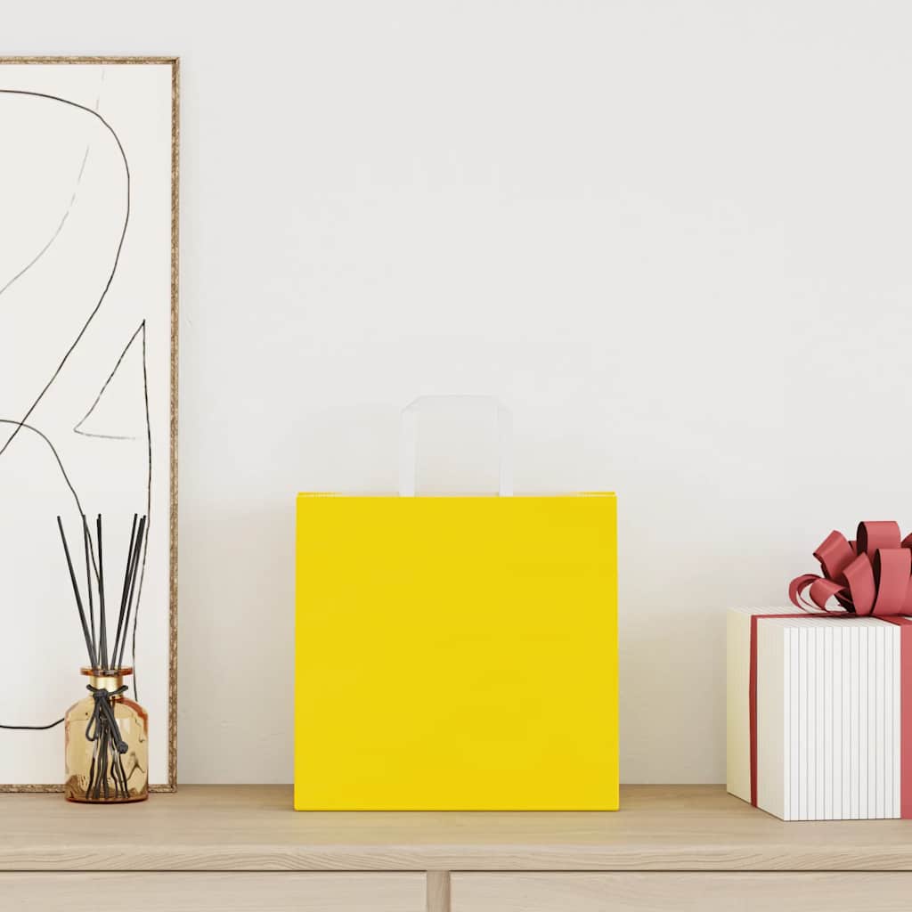 Paper Bags 250 pcs with Handles Yellow 26x17x25 cm