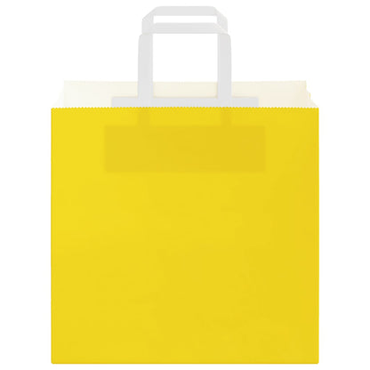 Paper Bags 250 pcs with Handles Yellow 26x17x25 cm