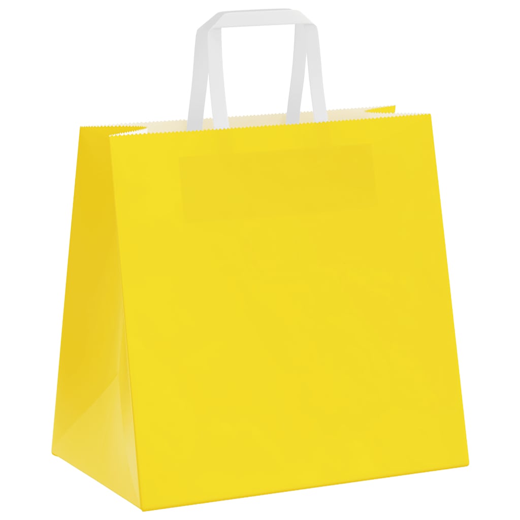 Paper Bags 250 pcs with Handles Yellow 26x17x25 cm