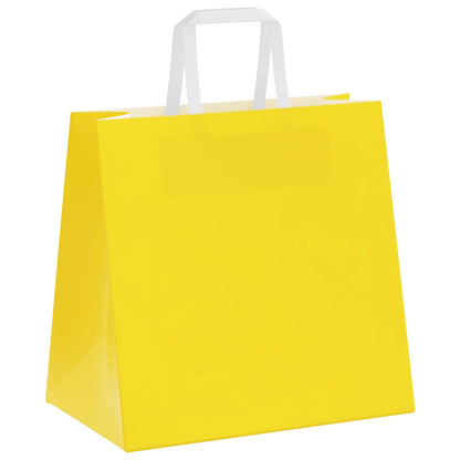 Paper Bags 250 pcs with Handles Yellow 26x17x25 cm