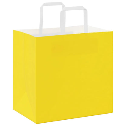 Paper Bags 250 pcs with Handles Yellow 26x17x25 cm