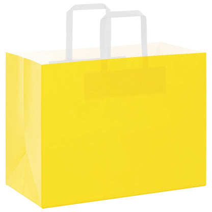 Paper Bags 250 pcs with Handles Yellow 32x17x25 cm