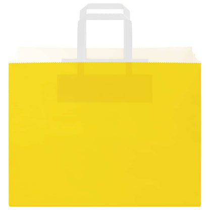 Paper Bags 250 pcs with Handles Yellow 32x17x25 cm