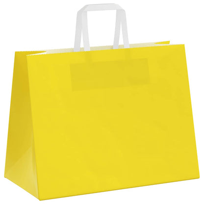 Paper Bags 250 pcs with Handles Yellow 32x17x25 cm