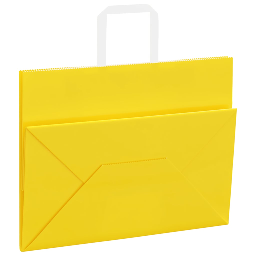 Paper Bags 250 pcs with Handles Yellow 32x17x25 cm