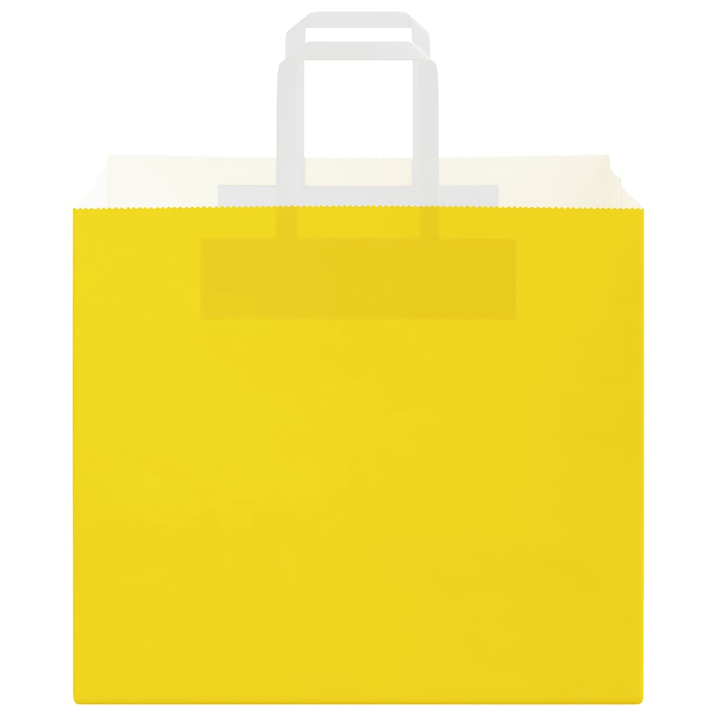 Paper Bags 250 pcs with Handles Yellow 32x22x28 cm