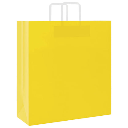 Paper Bags 250 pcs with Handles Yellow 45x17x48 cm