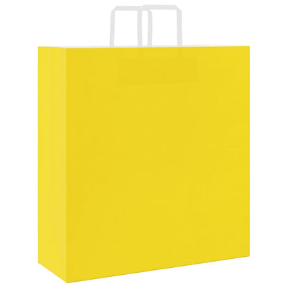 Paper Bags 250 pcs with Handles Yellow 45x17x48 cm