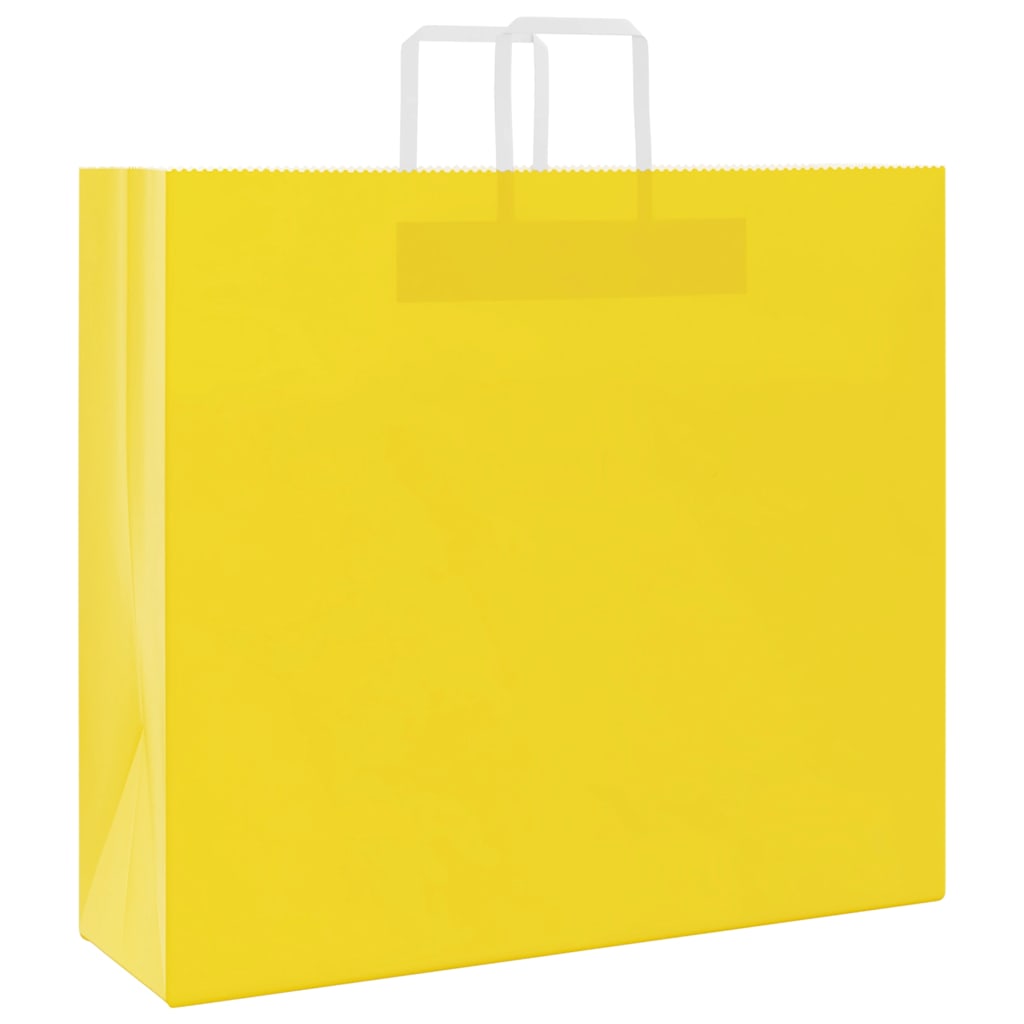 Paper Bags 250 pcs with Handles Yellow 54x15x49 cm