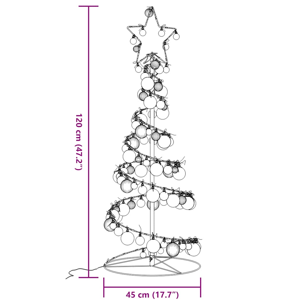 LED Christmas Tree with Baubles 80 LEDs Warm White 120 cm