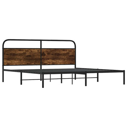Metal Bed Frame without Mattress Smoked Oak 183x213 cm