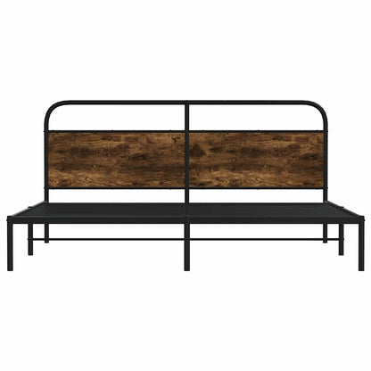 Metal Bed Frame without Mattress Smoked Oak 193x203 cm