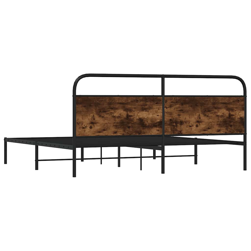 Metal Bed Frame without Mattress Smoked Oak 193x203 cm
