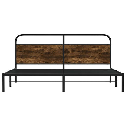 Metal Bed Frame without Mattress Smoked Oak 200x200 cm