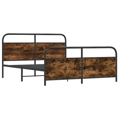 Metal Bed Frame without Mattress Smoked Oak 160x200 cm