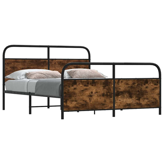 Metal Bed Frame without Mattress Smoked Oak 160x200 cm