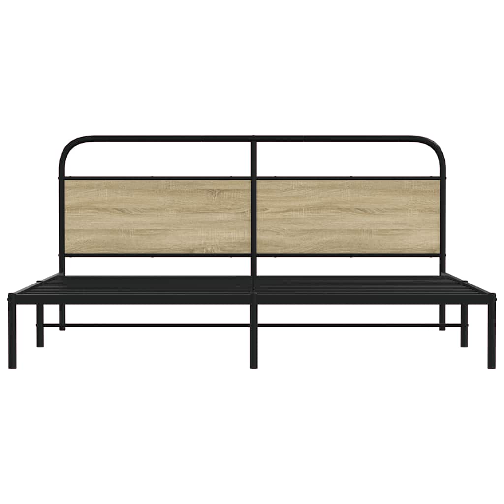 Metal Bed Frame without Mattress Sonoma Oak 193x203 cm