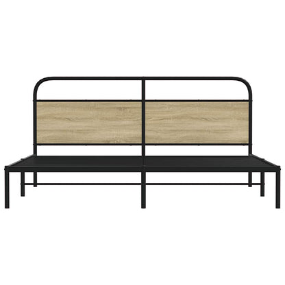 Metal Bed Frame without Mattress Sonoma Oak 193x203 cm
