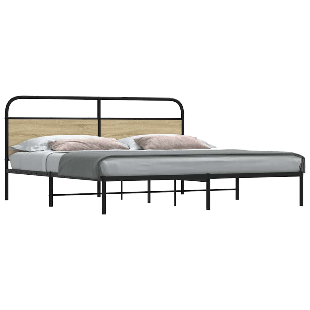 Metal Bed Frame without Mattress Sonoma Oak 193x203 cm