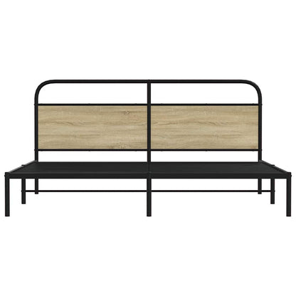 Metal Bed Frame without Mattress Sonoma Oak 200x200 cm