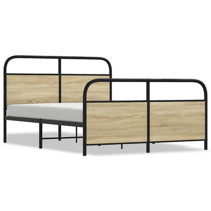 Metal Bed Frame without Mattress Sonoma Oak 140x190 cm