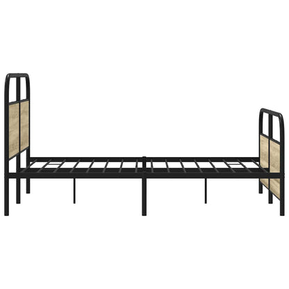 Metal Bed Frame without Mattress Sonoma Oak 140x190 cm